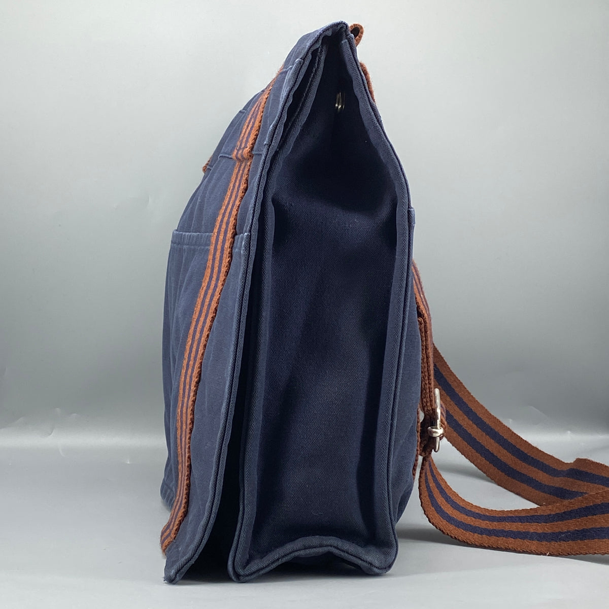 Hermes Fourre Besace Tote Bag Navy Canvas