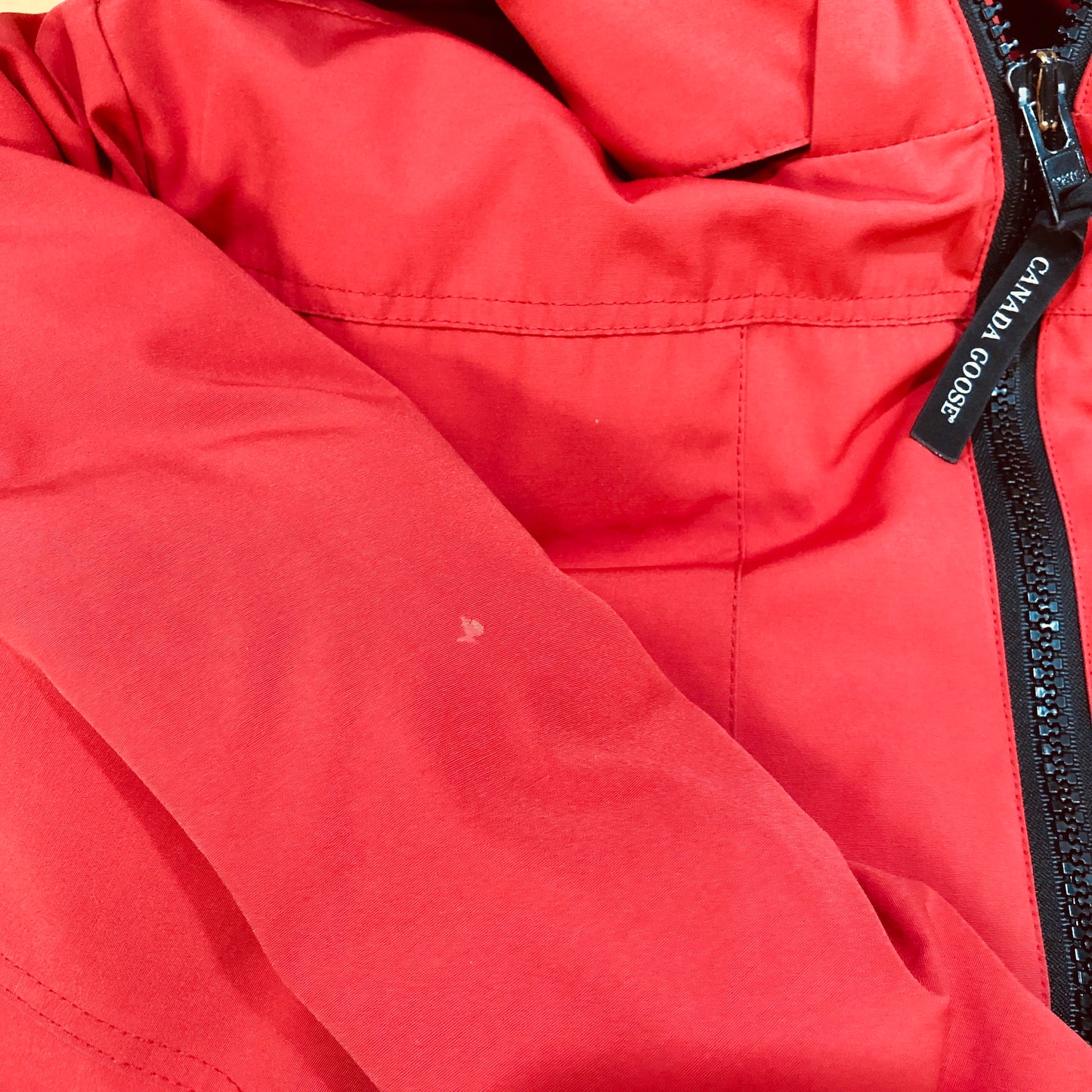 Canada Goose Red Fur Trim Hooded Bomber Jacket Size XL