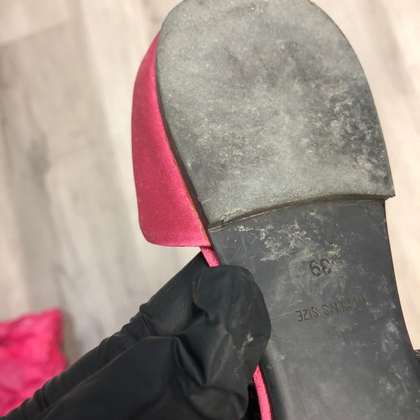 Roger Vivier Crystal Buckle D'Orsay Satin Flats 39 hot pink