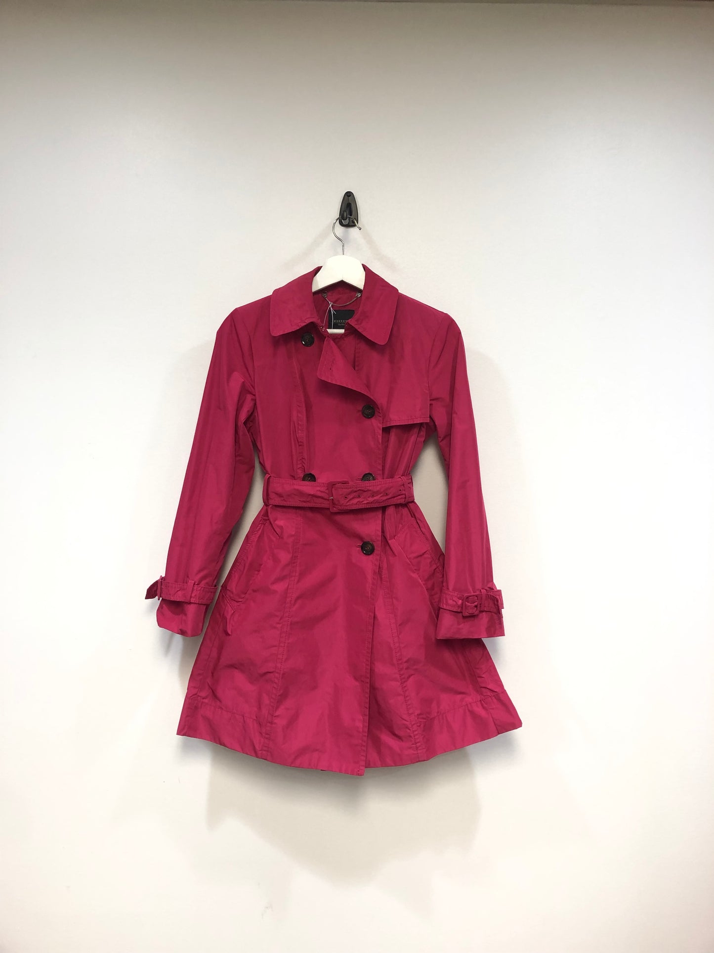 Max Mara Belted Trench Coat in Red Nylon and Polyester