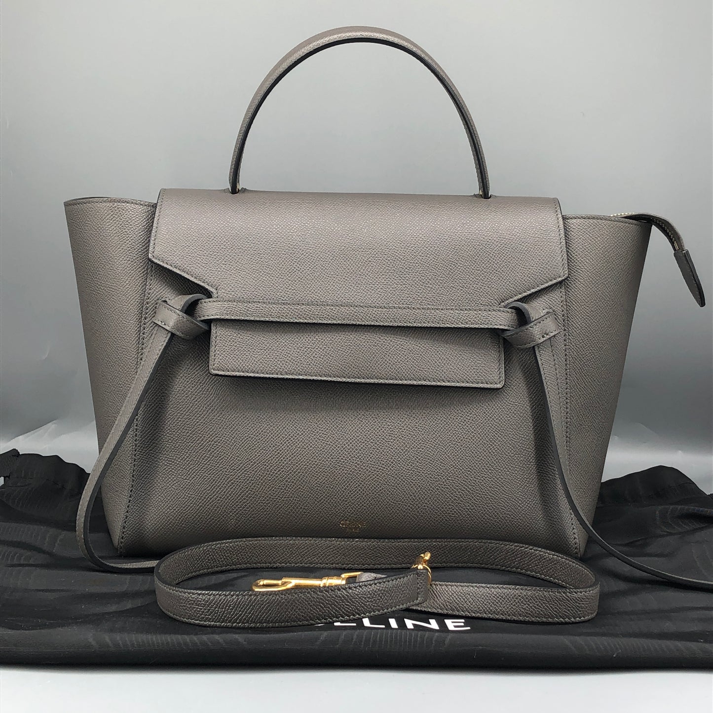 Celine Mini Belt Bag Grey Grained Leather Handbag
