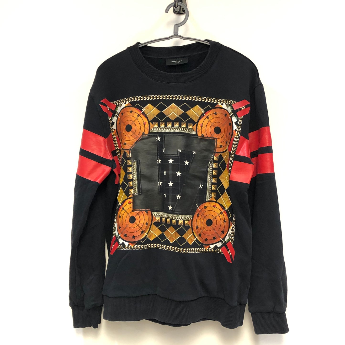 GIVENCHY Black Graphic Print Crew Neck Sweatshirt Size M