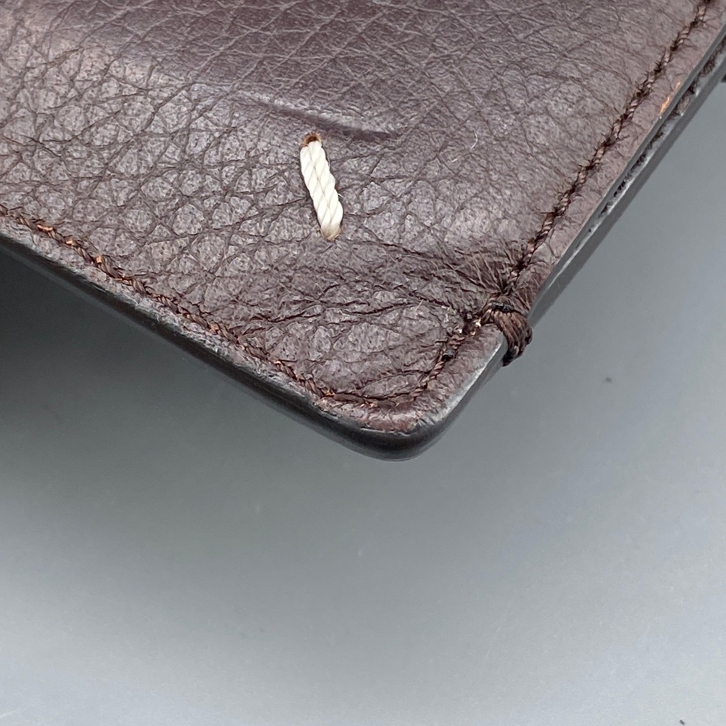 Maison Margiela Four Stitches Deep Brown Pebbled Leather Card Wallet