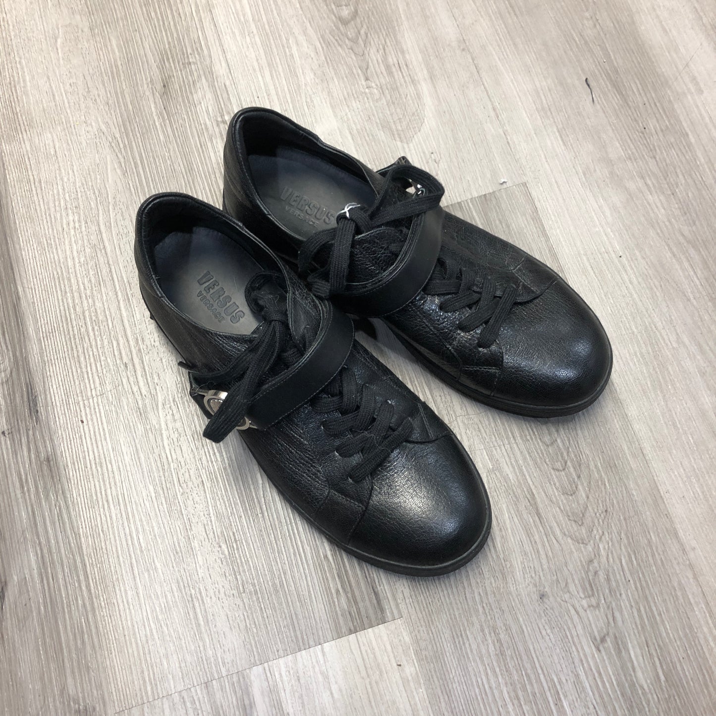 Versace Men's Black Leather Low-Top Sneakers Size 42