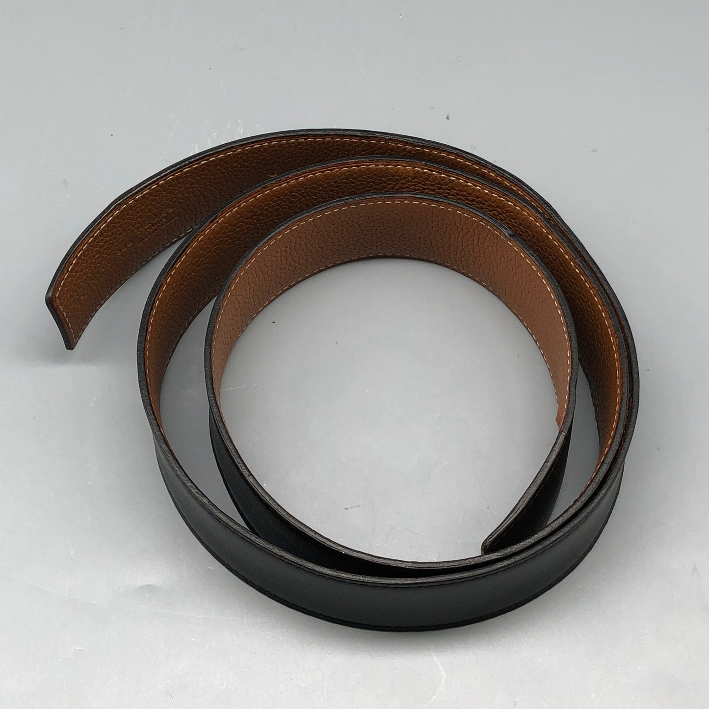 Hermes Black/Caramel Reversible Leather Belt 95cm