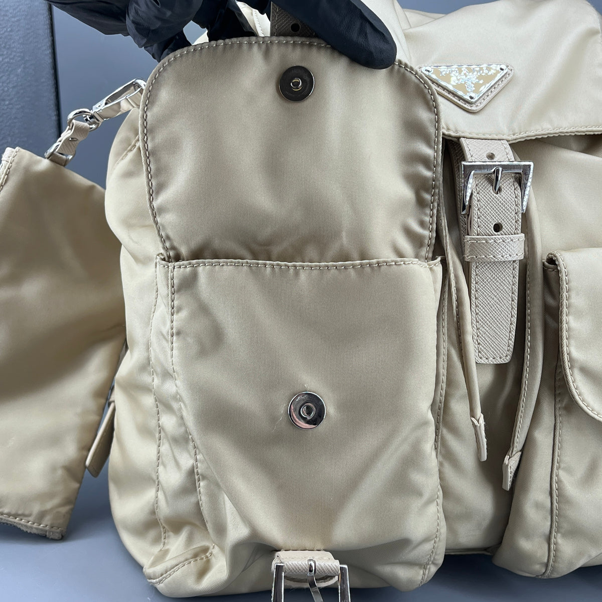 Prada Yellow beige nylon Backpack