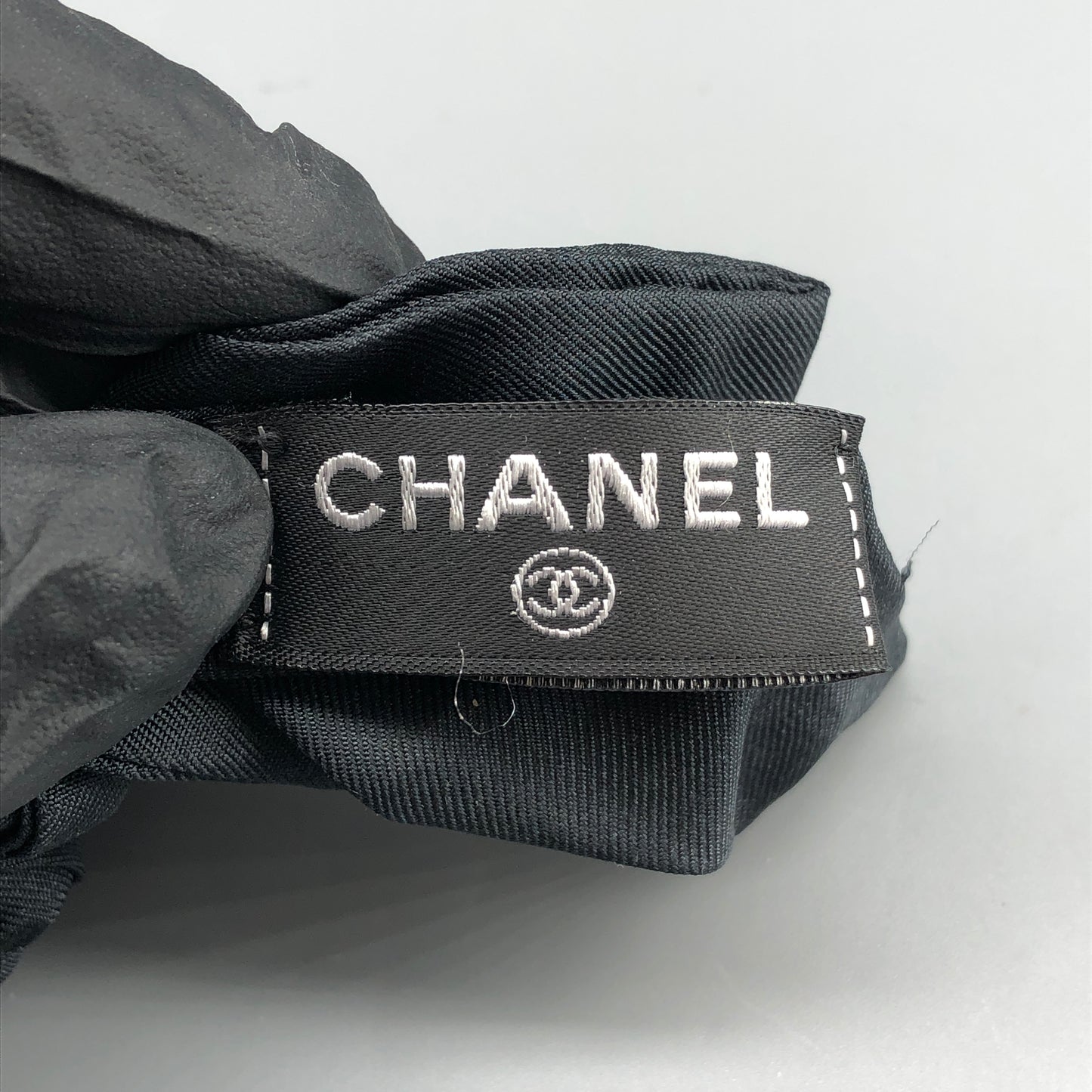 Chanel Logo Scrunchie with Bow Black