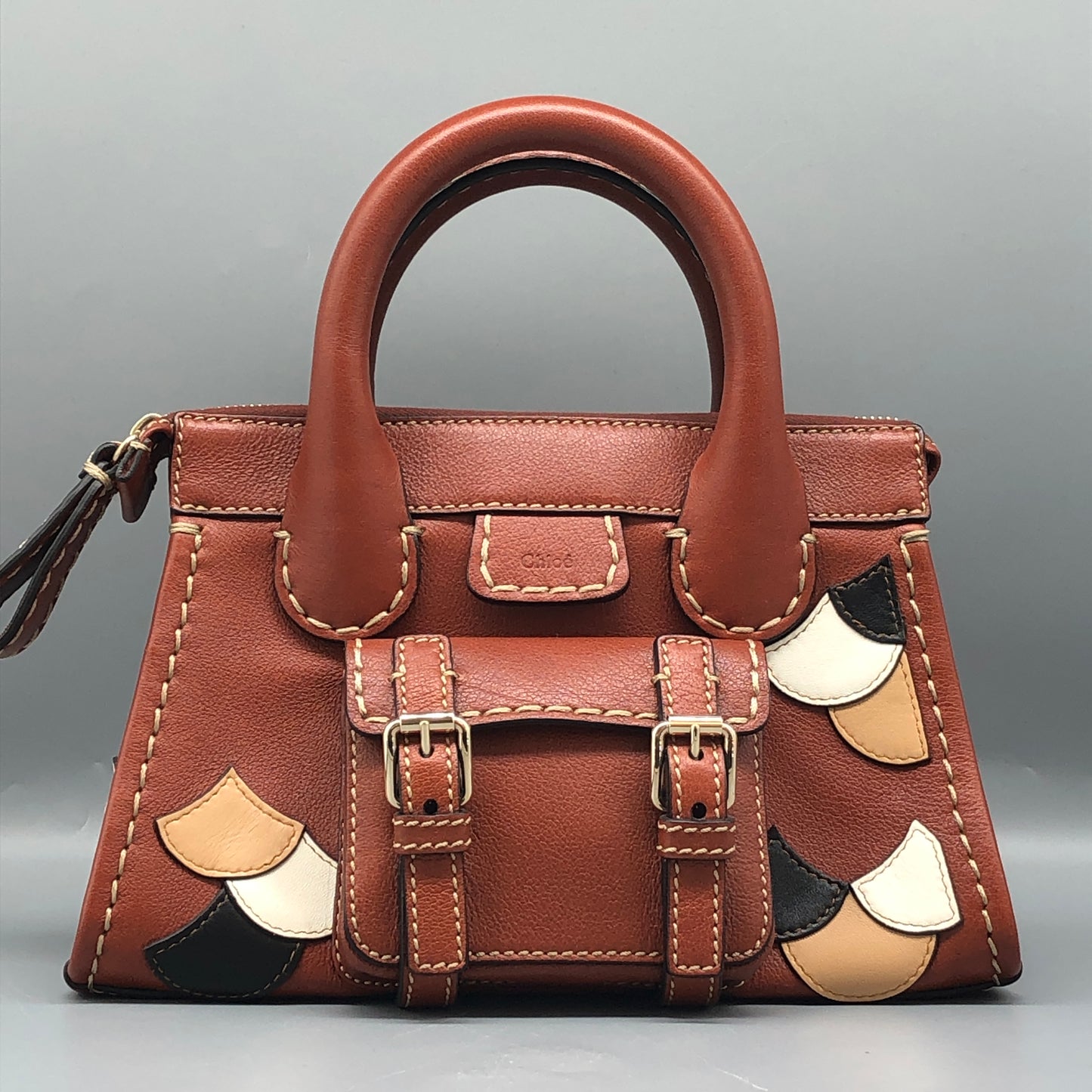 Chloe Orange Brown Leather Satchel Bag