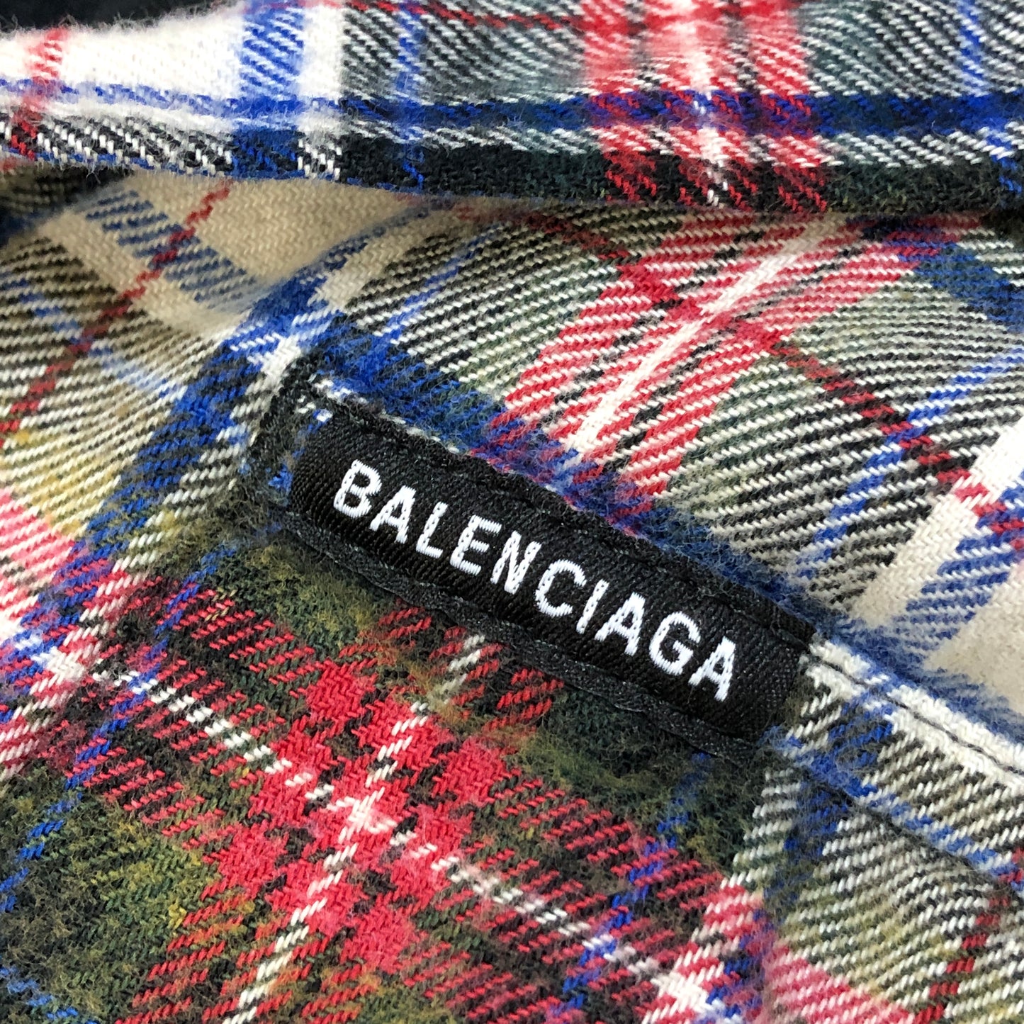 Balenciaga Multi-Color Plaid Hooded Overshirt Size XS