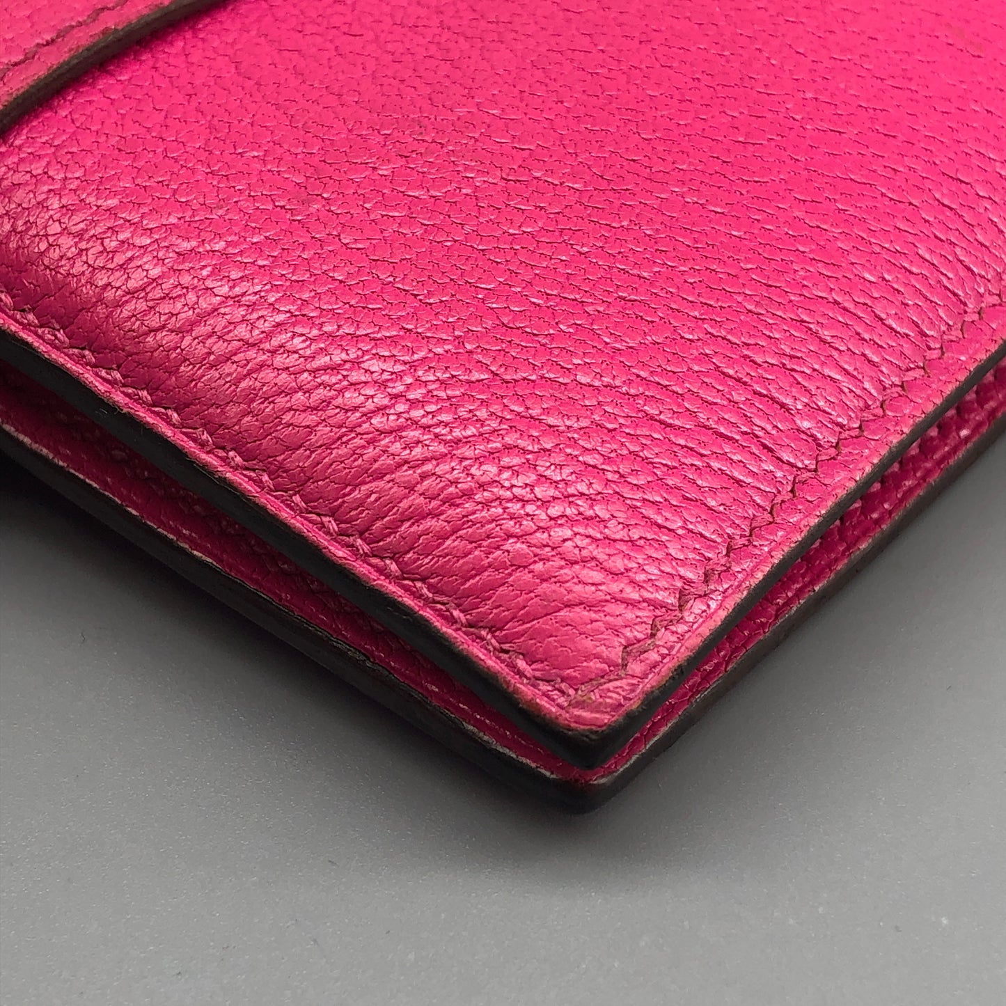 Hermes Bearn Compact Leather Card Holder Wallet Pink