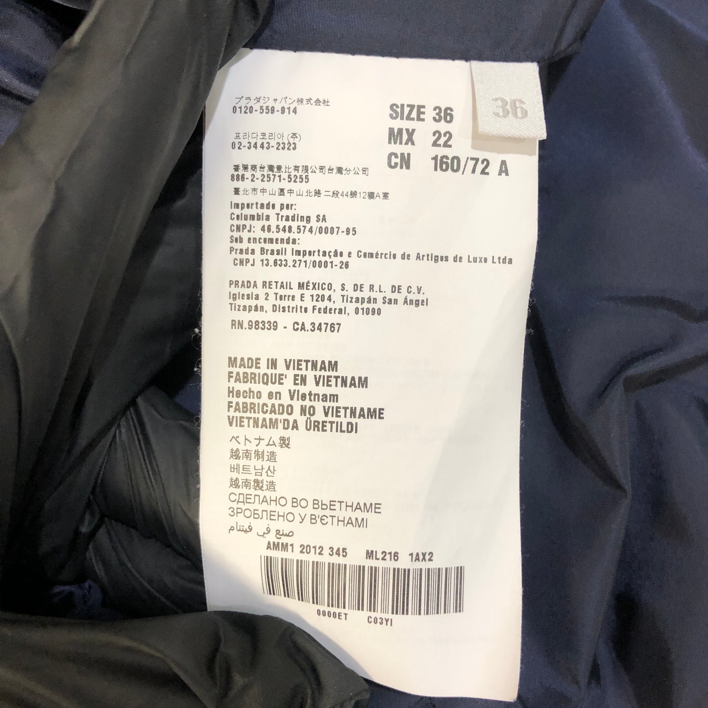Miu Miu Black Ruffle Trim Quilted Down Jacket Size 36