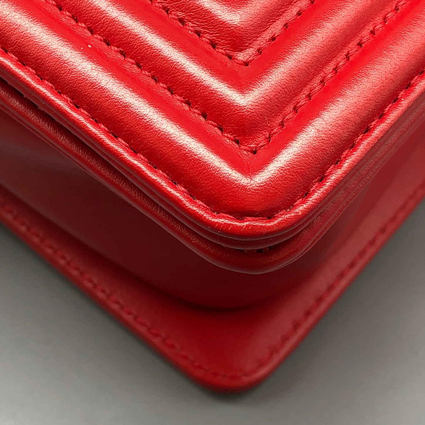 Chanel Small Red Python Leather Boy Flap Bag