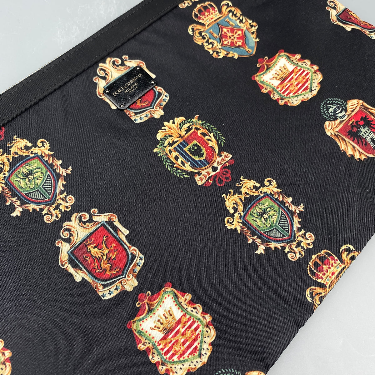Dolce&Gabbana Black Heraldic Print Clutch Pouch