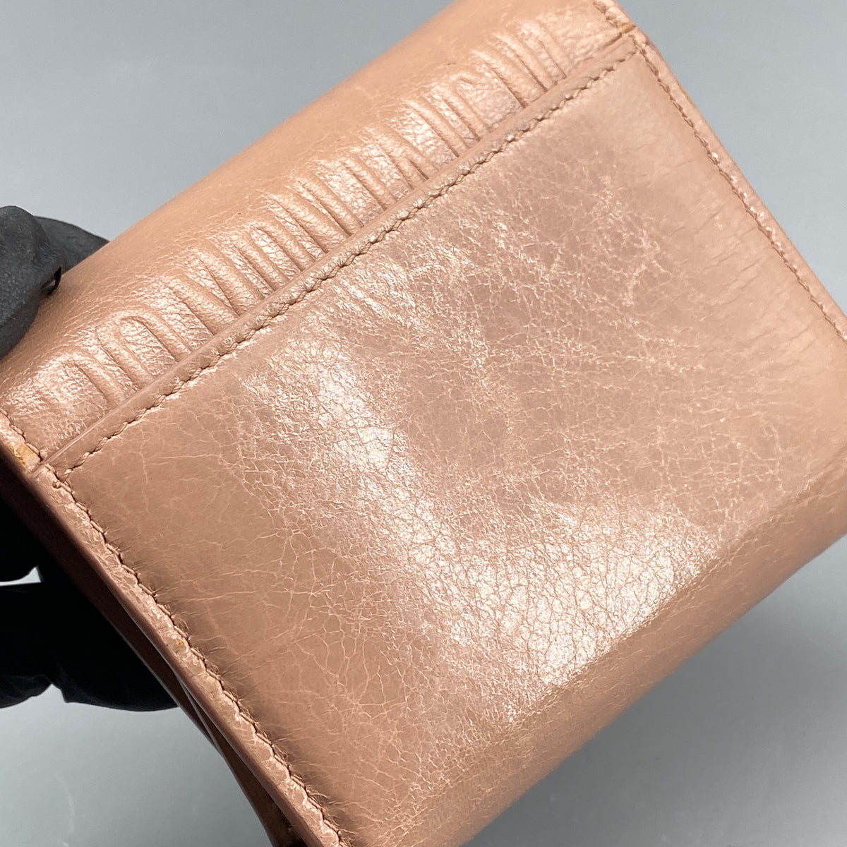 Christian Dior Short Wallet Nude Leather