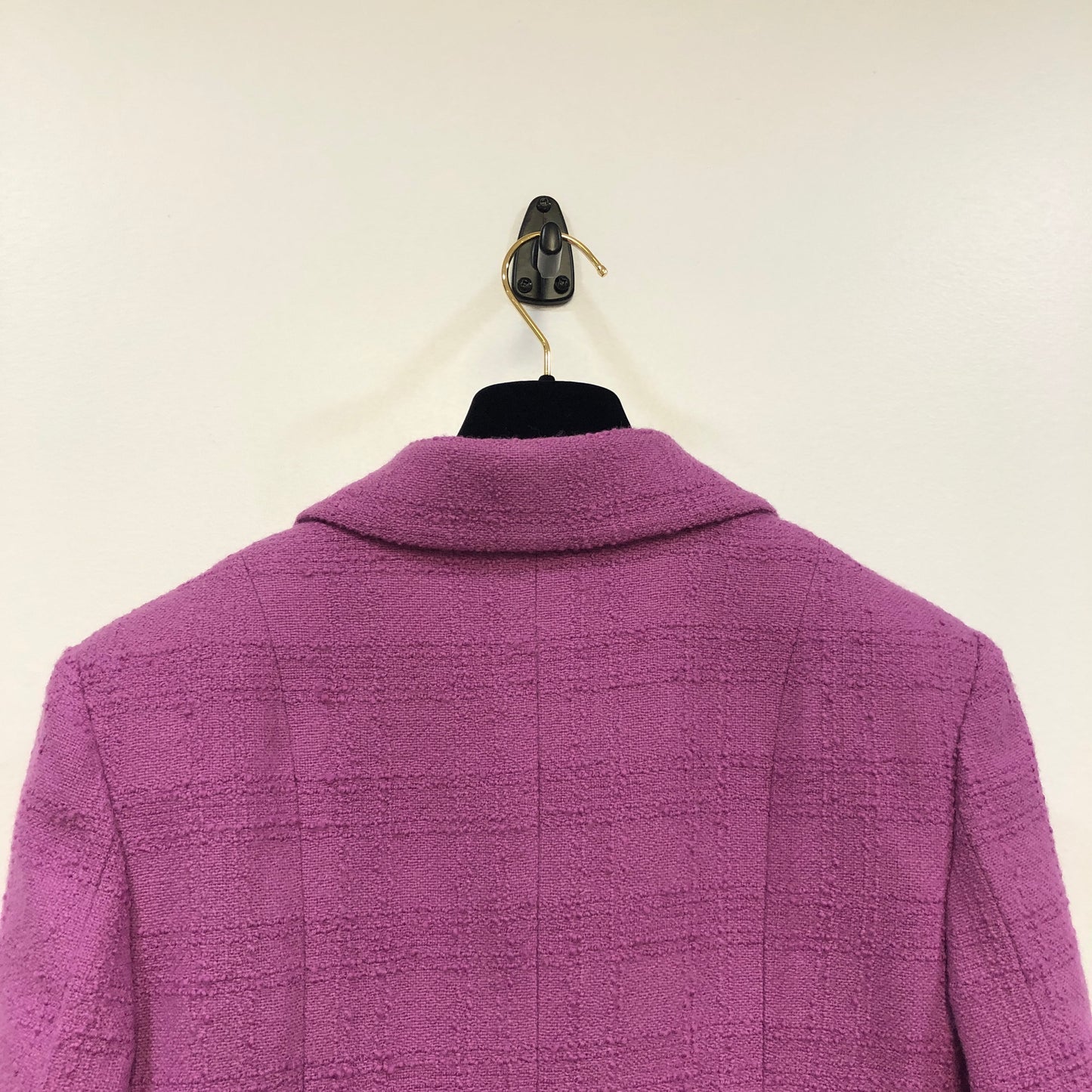 Chanel Lavender Purple Tweed Blazer Lapel Collar Flared Cuffs Size 36