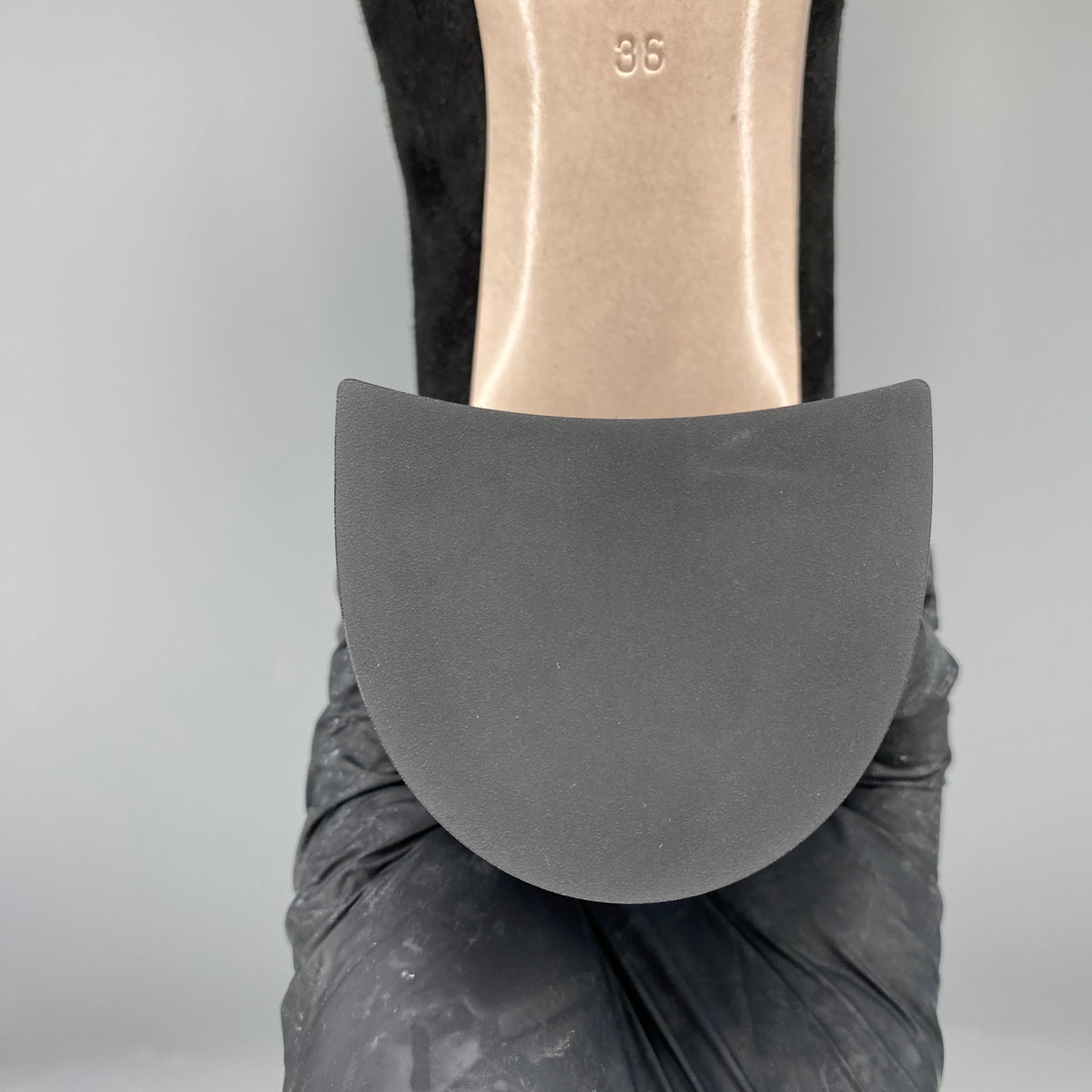 Miu Miu Black Suede Crystal Block Heel Women Shoes Size 36