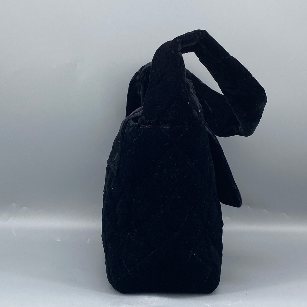 Chanel Vintage Black Velvet Quilted Shoulder Bag