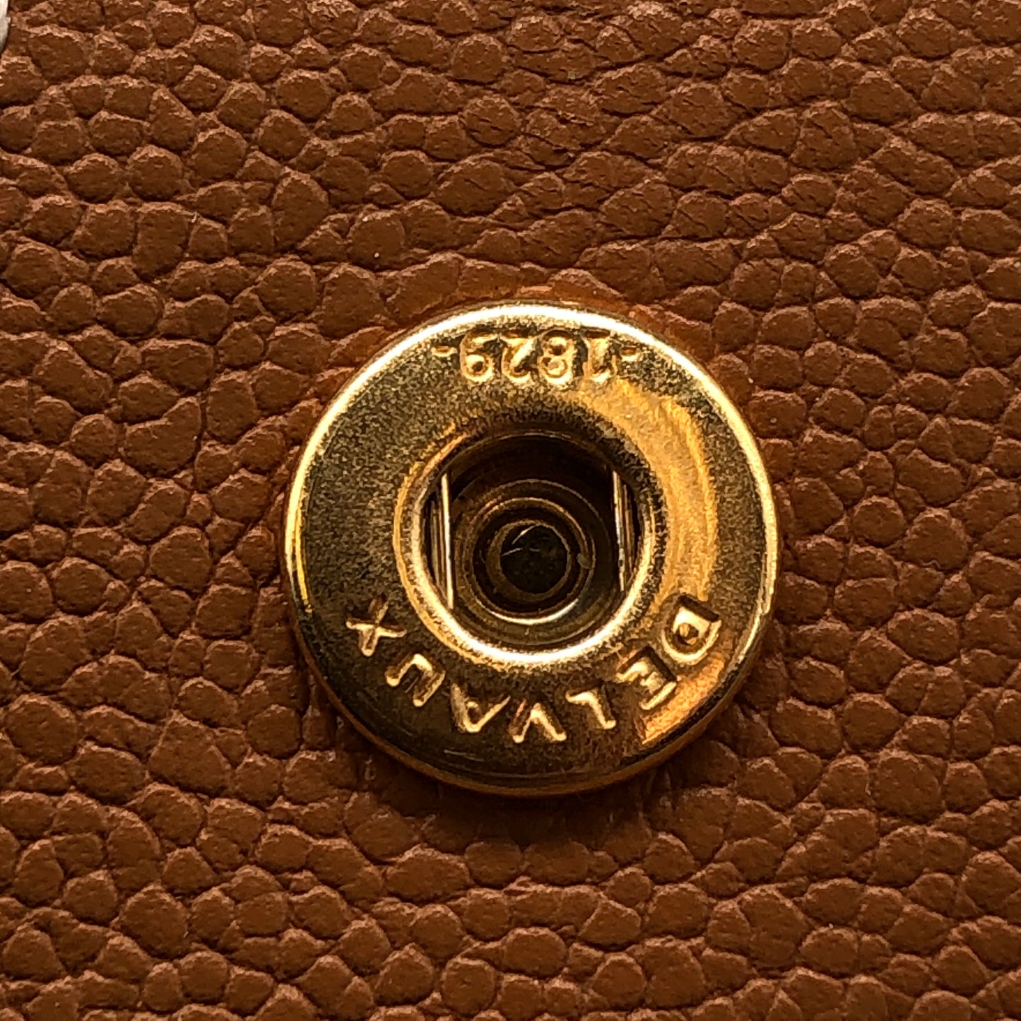 Delvaux Tan Grained Leather Compact Wallet