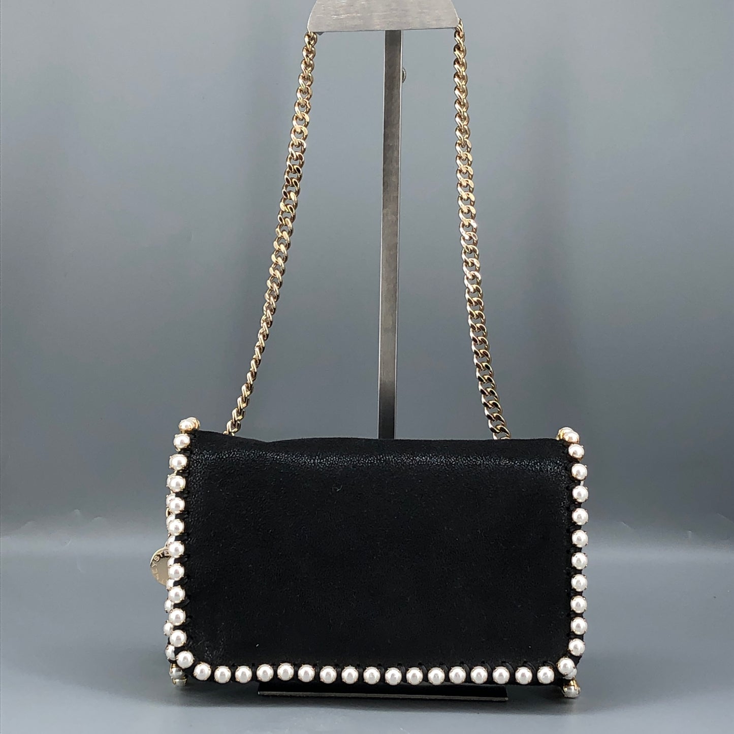 Stella McCartney Falabella Pearl-Trim Crossbody Bag Black/pearl