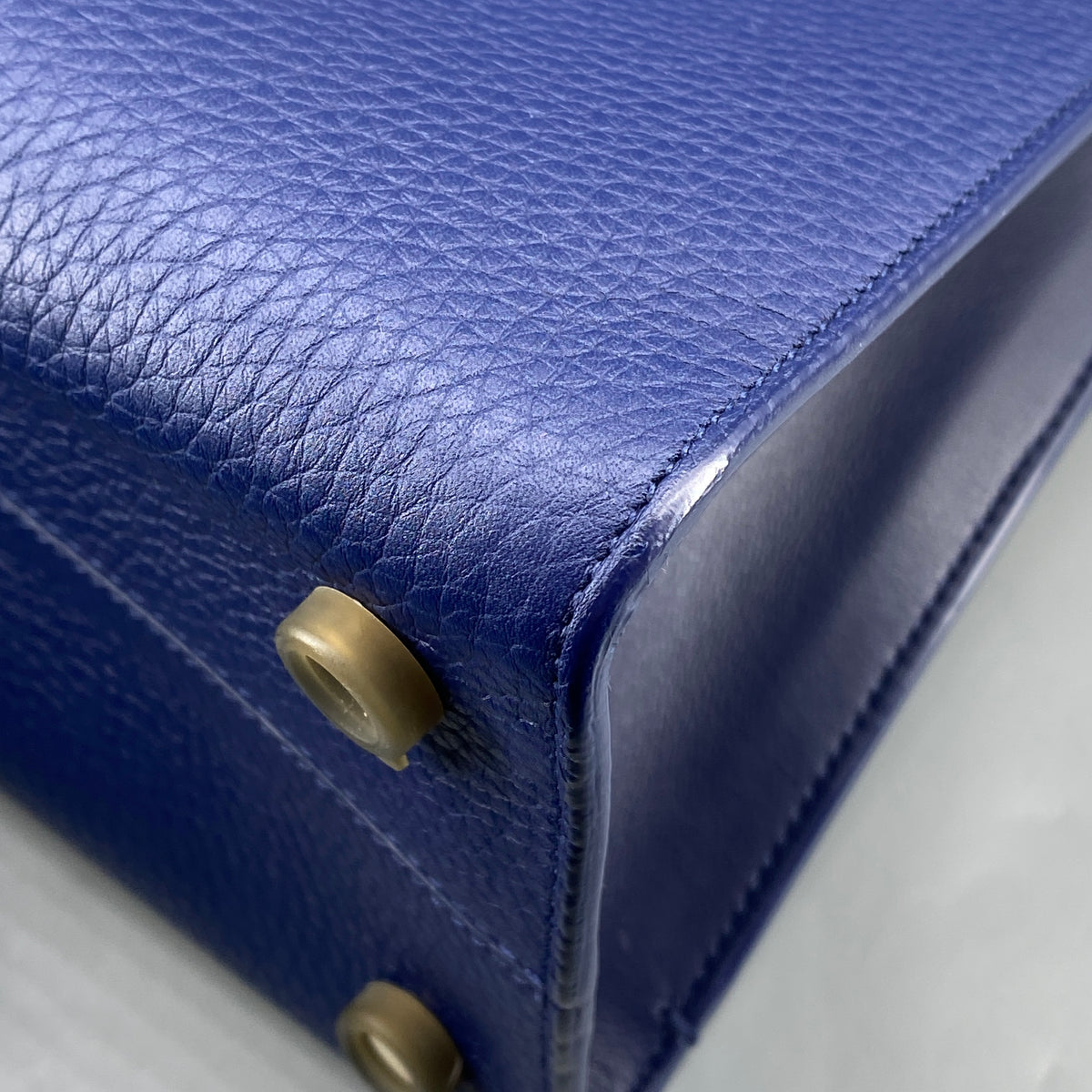 Christian Dior Diorever Navy Leather Top Handle Bag