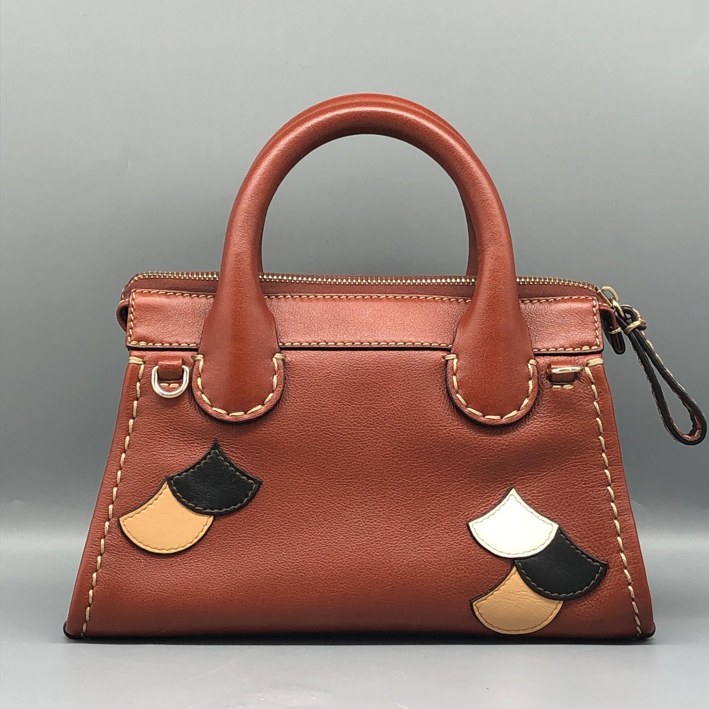 Chloe Orange Brown Leather Satchel Bag