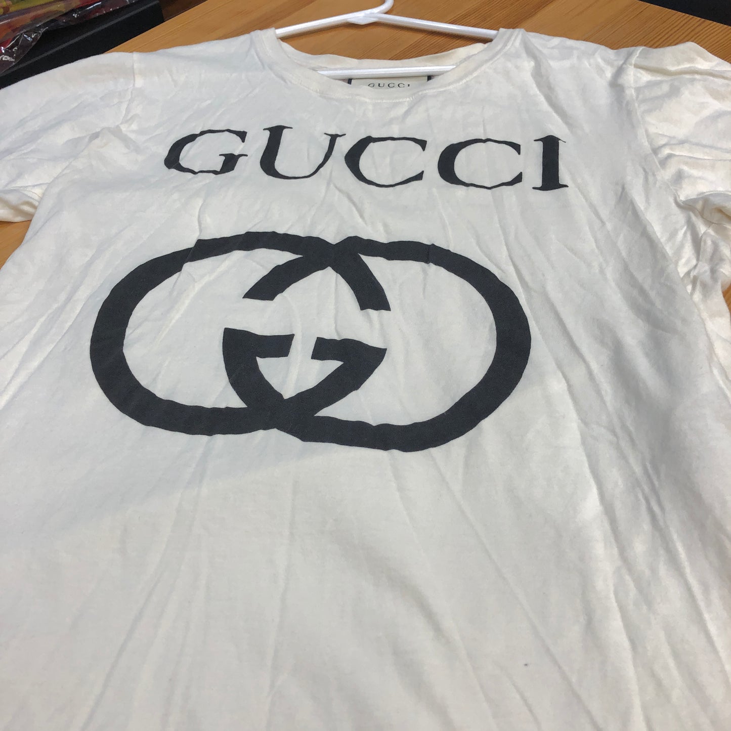 Gucci Cream/Black Interlocking G Logo T-Shirt Size S