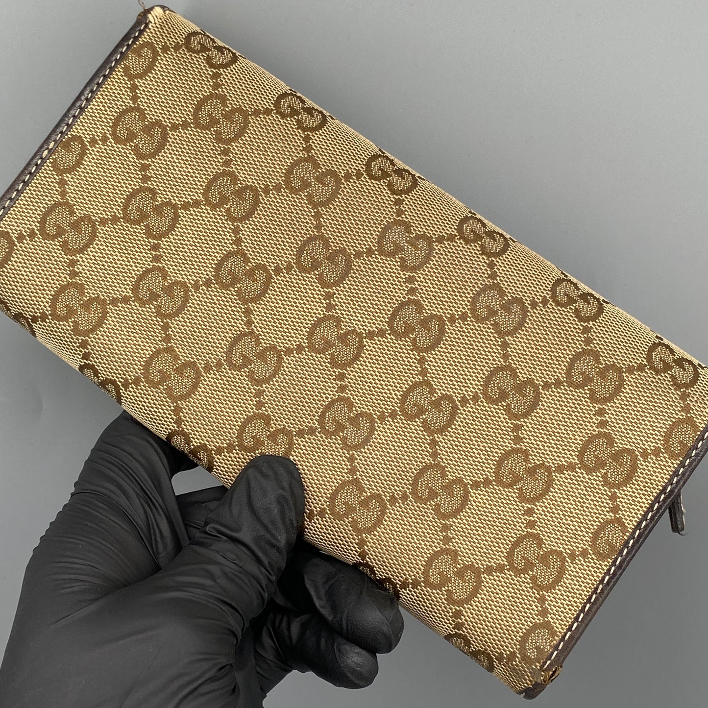 Gucci Beige GG Canvas Heart Double G Snap Long Wallet