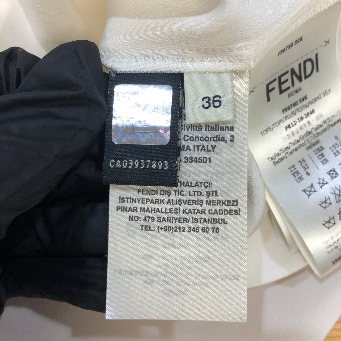 Fendi Cream Silk Blouse Size 36