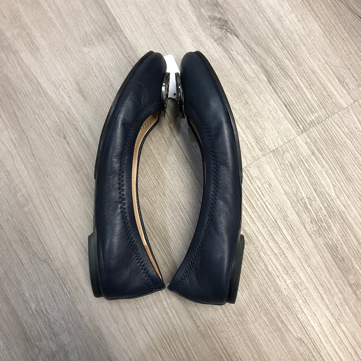 Tory Burch Reva Logo Ballet Flats 6M Navy Blue