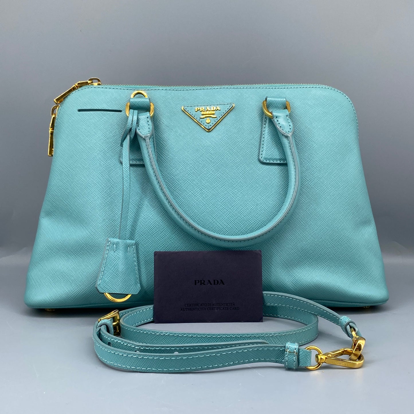 Prada Saffiano Tiffany Blue Promenade Handbag