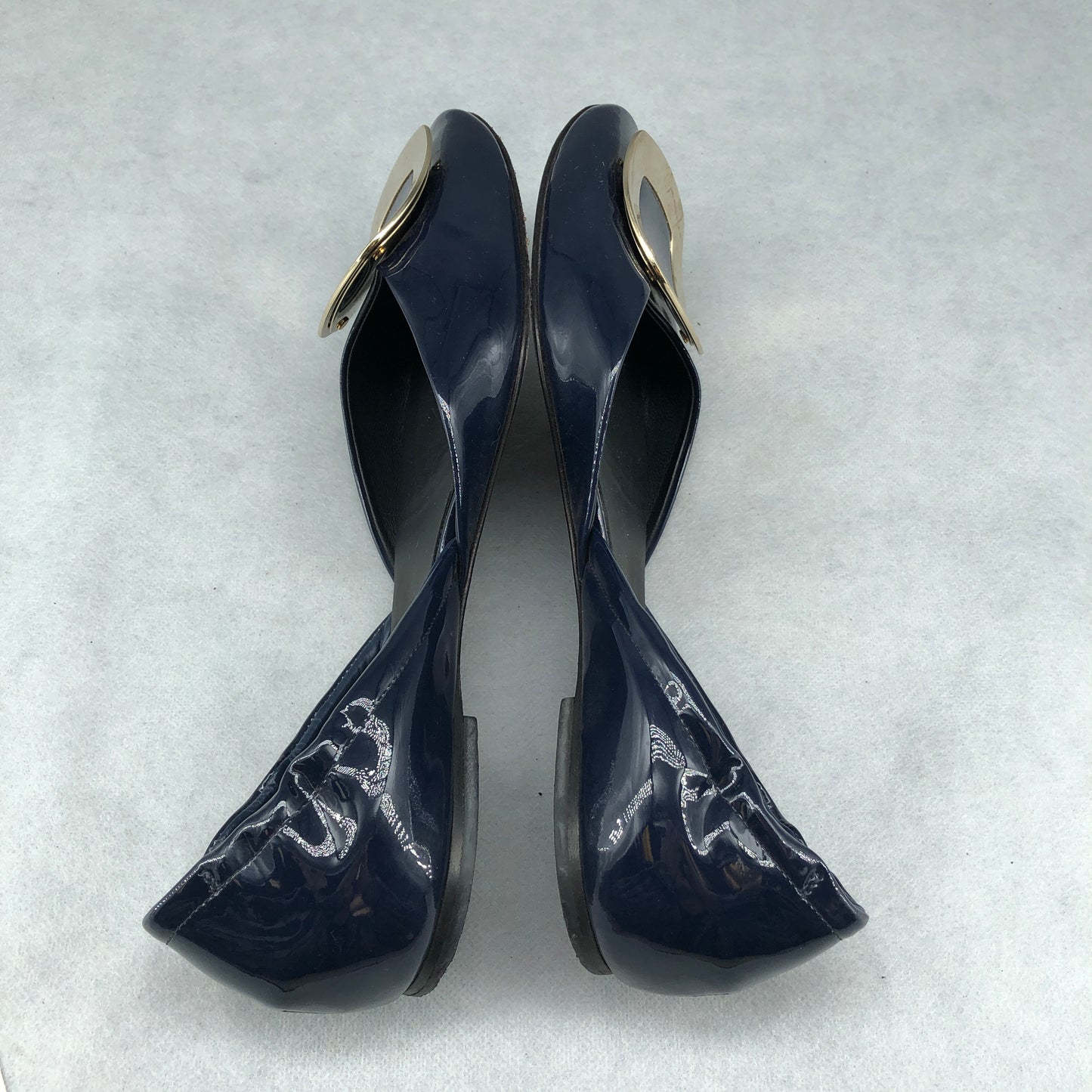 Roger Vivier Patent Leather Buckle Flats Navy Women’s Size 38.5