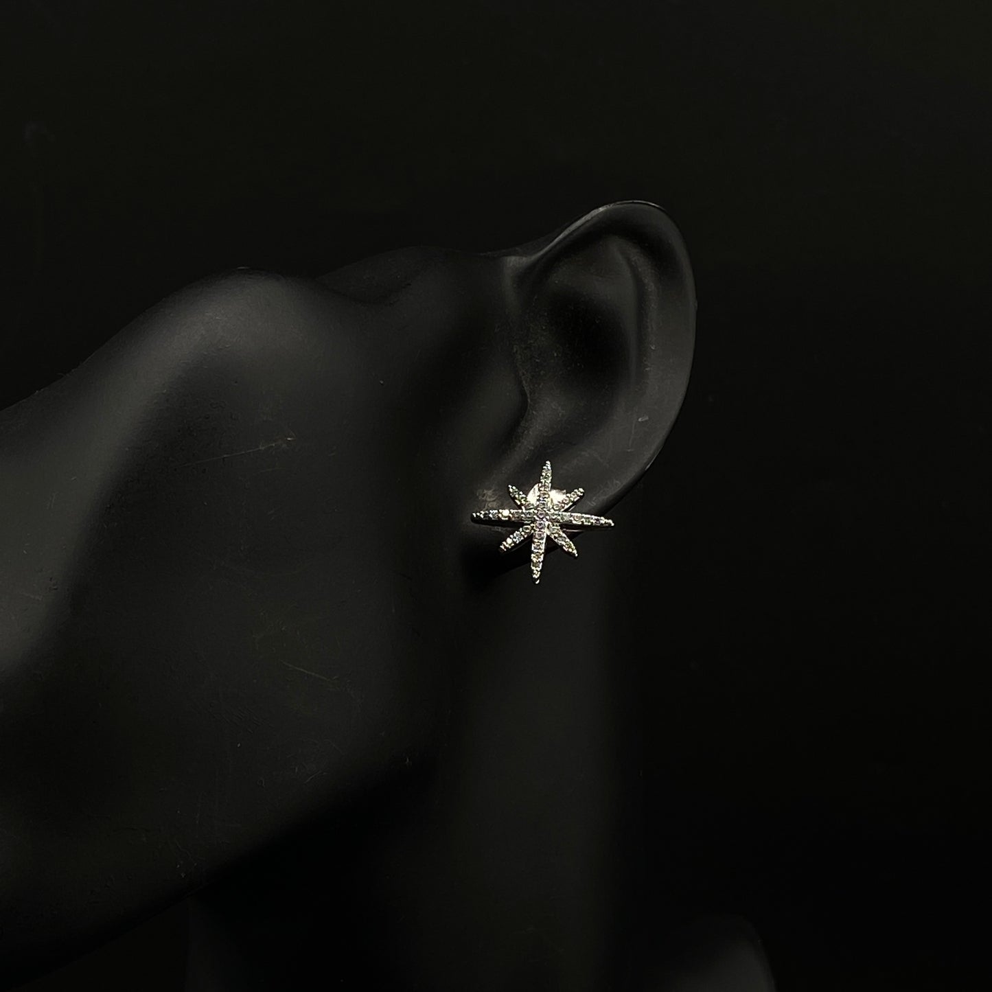 APM Silver-Tone Crystal Asymmetrical Meteor Star Stud Earring & Ear Cuff