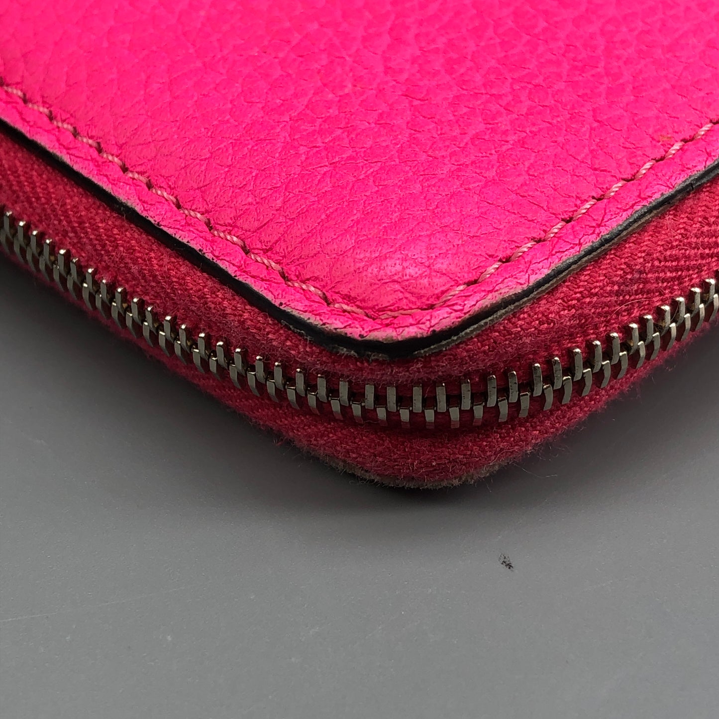 Celine Hot Pink Grained Leather Zip-Around Long Wallet