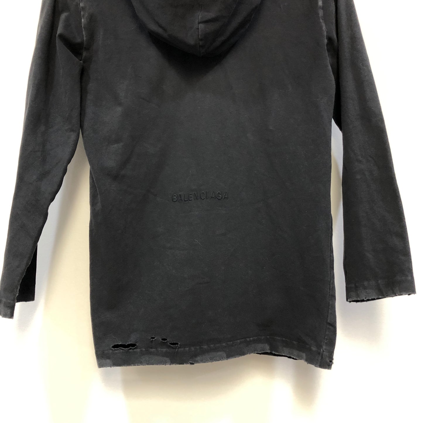 Balenciaga Deep Grey Statue Print Long Sleeve Hooded Top Size S
