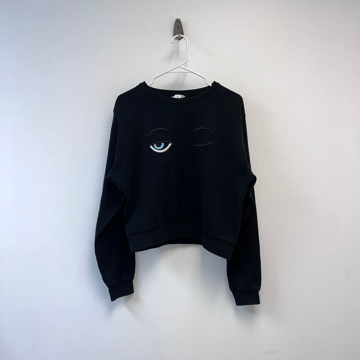 Chiara Ferrari Black Cropped Sweatshirt Size L