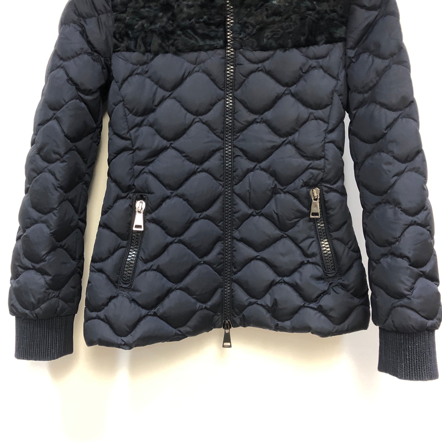 Moncler Dark Blue Quilted Down Jacket Size 00