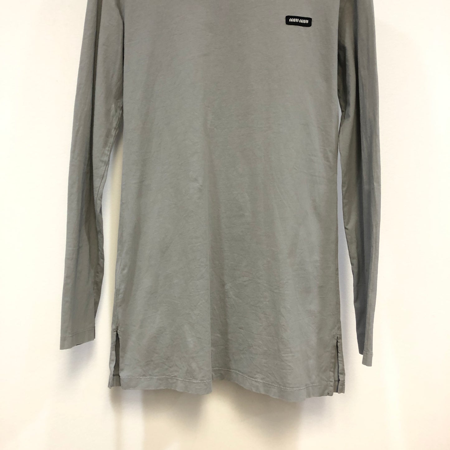 Miu Miu Grey Logo Long-Sleeve T-Shirt Size S