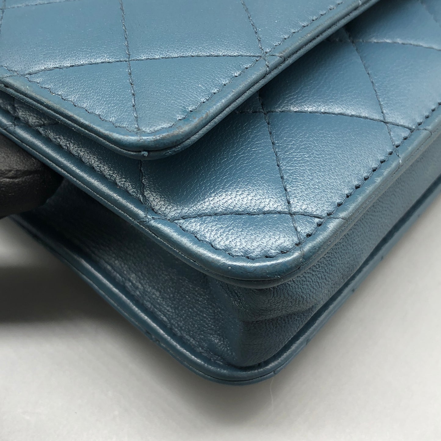 Chanel Muted Teal Blue Quilted Leather Flap Bag