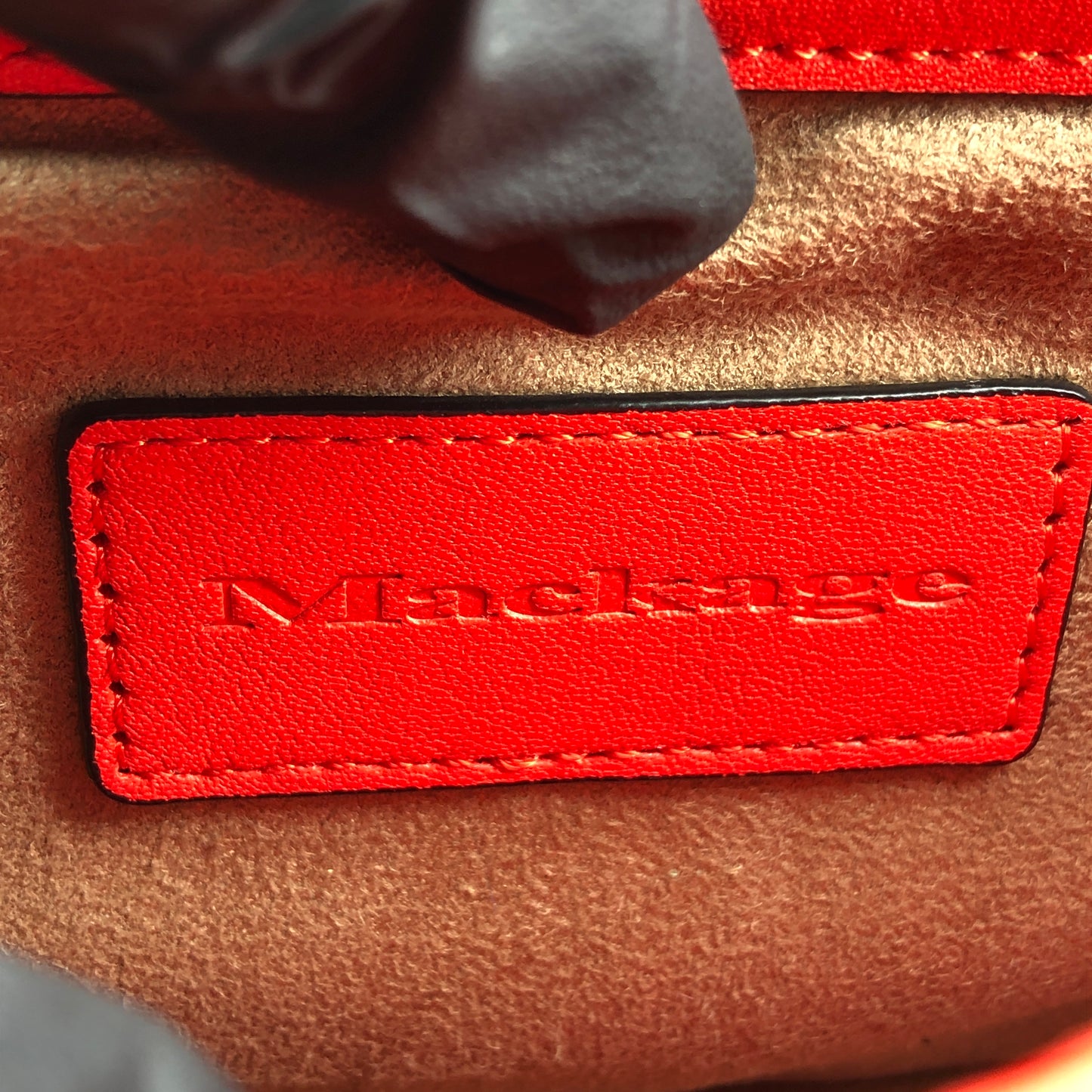 Mackage Red Leather Chevron Metal Logo Flap Crossbody Bag