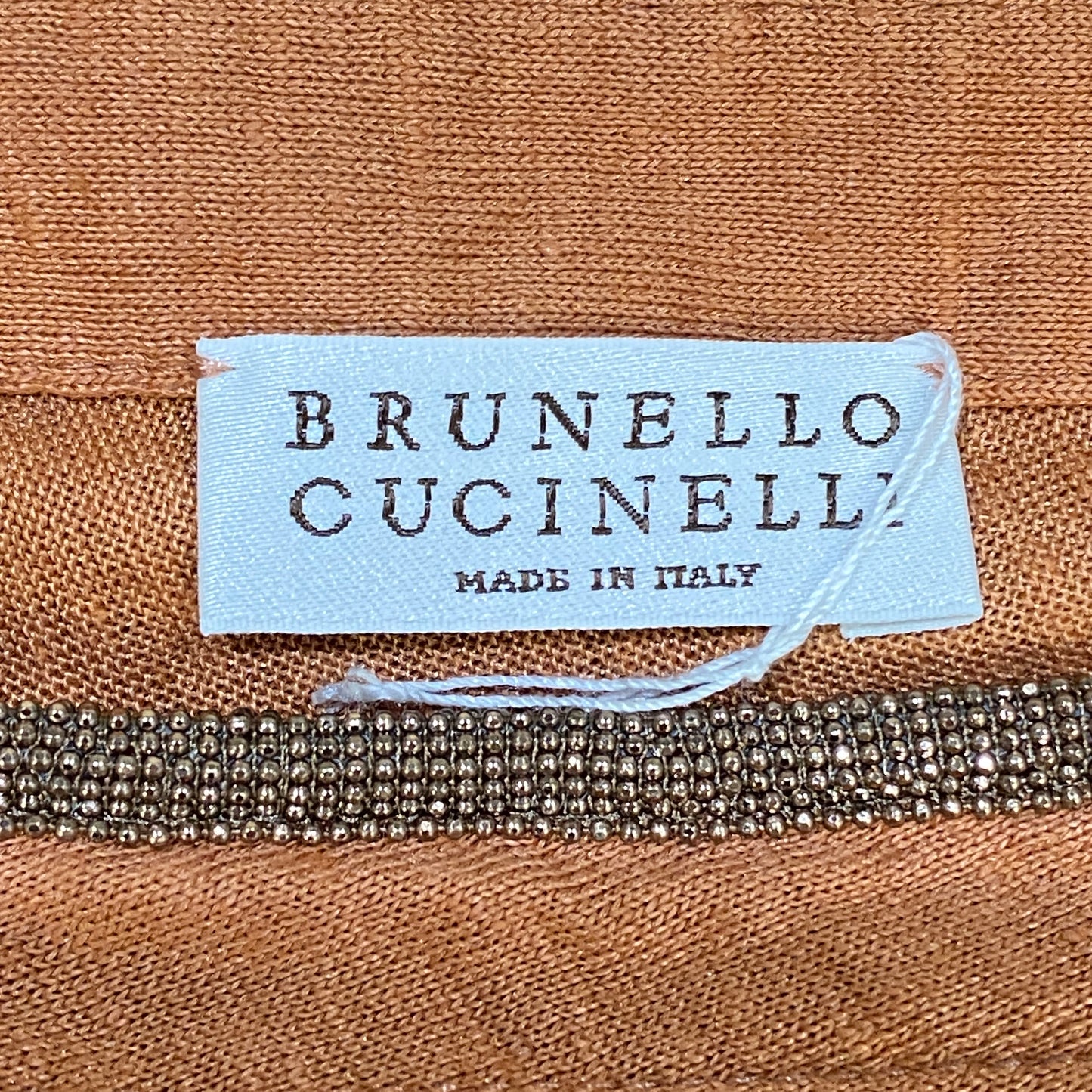 Brunello Cucinelli Rust V Neck Short Sleeve Top Bust 19.5in