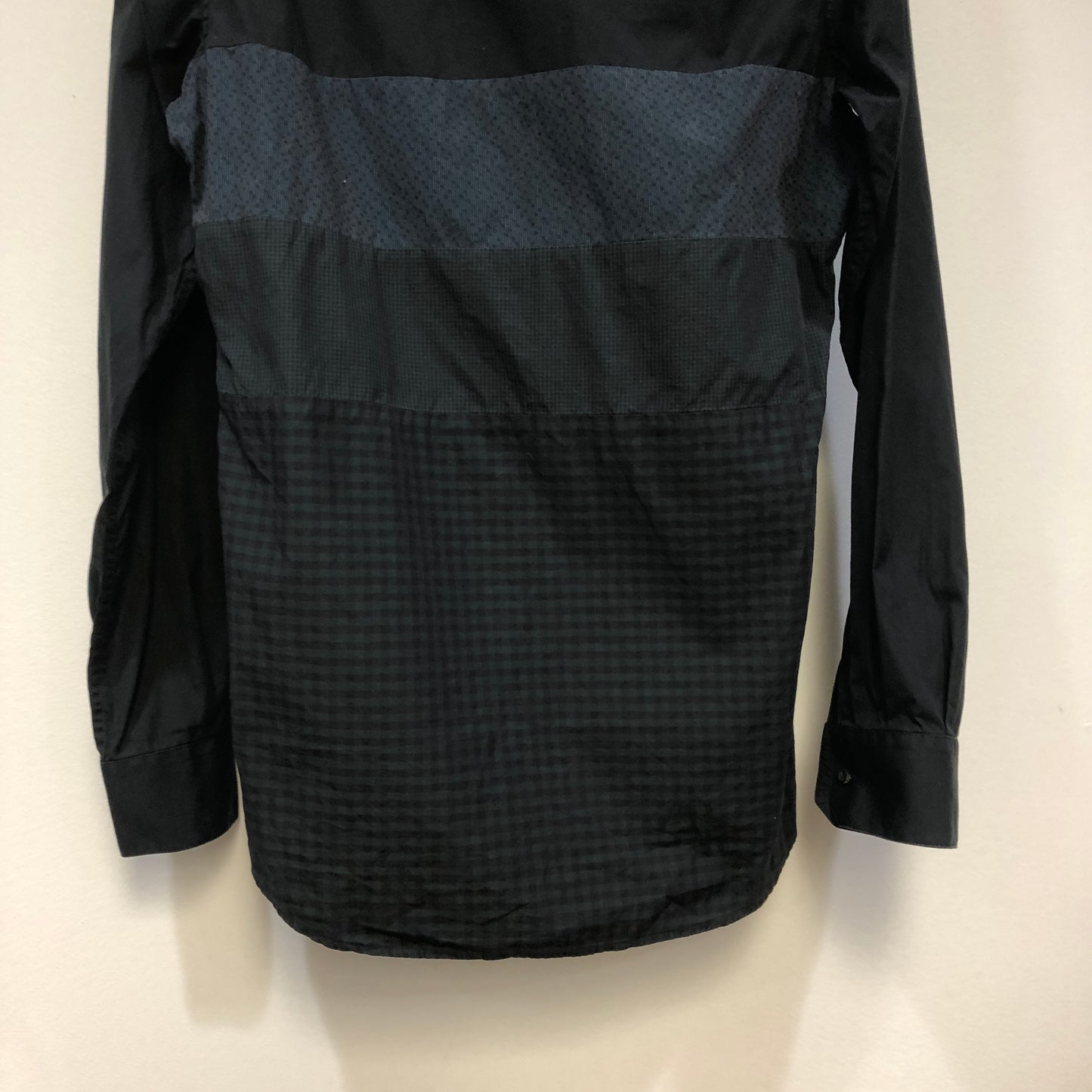 Dolce & Gabbana Black Forest Color Block Woven Long Sleeve Shirt Neck Size 15 1/2 (39)