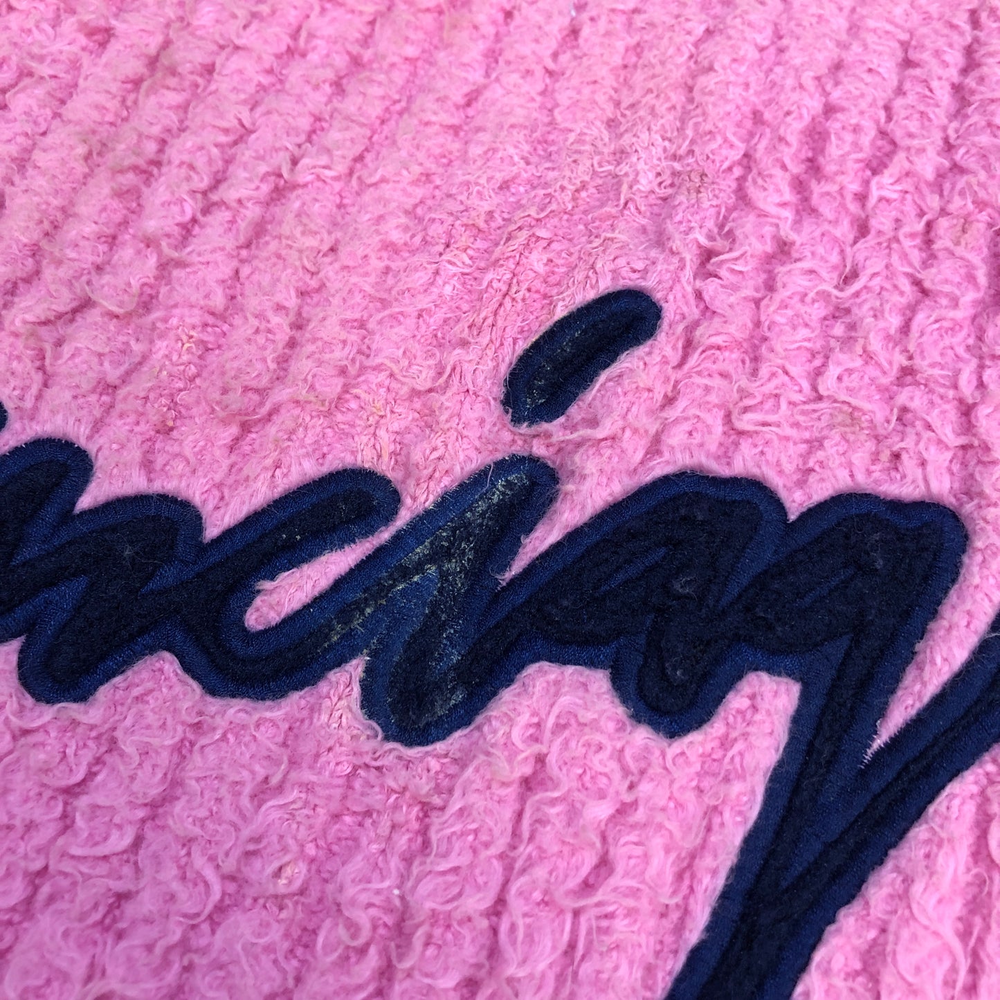Balenciaga Sage Pink Ribbed Knit Logo Embroidery Oversized Crew Neck Sweater Size S
