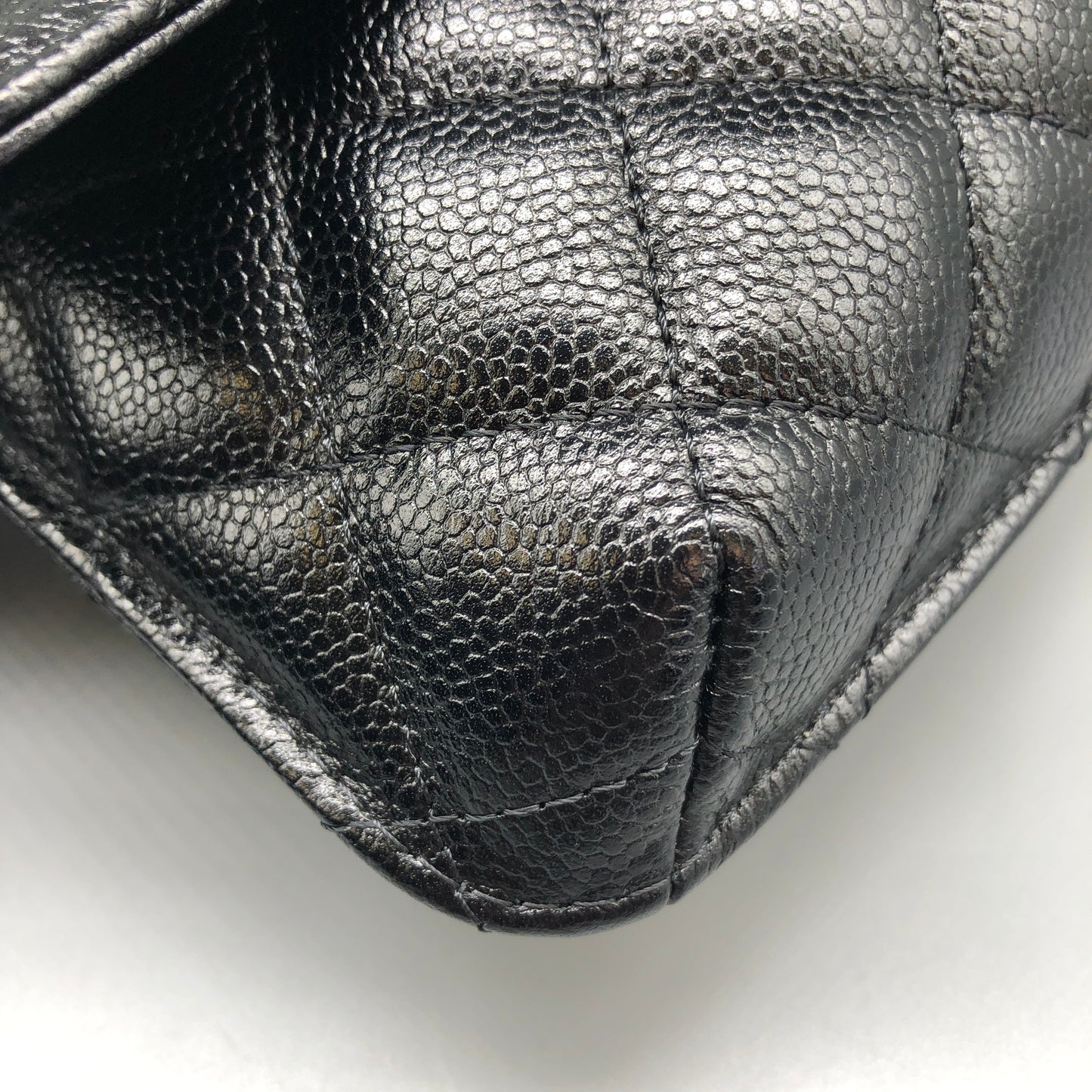Chanel Foldable Tote Bag with Chain Quilted Caviar and Printed Nylon.