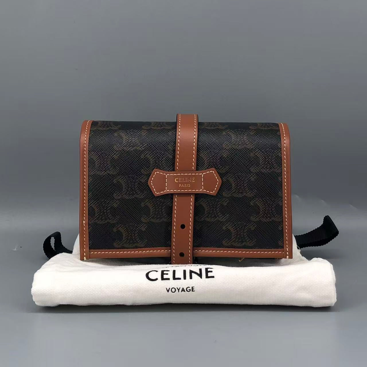 Celine Macadam Canvas Compact Wallet Pouch