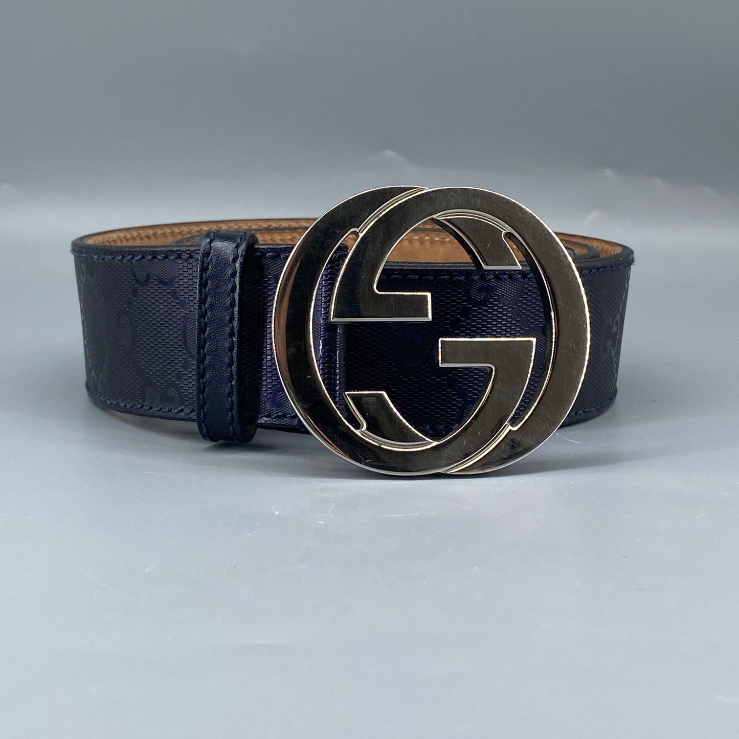 Gucci Dark Blue GG Supreme Belt 90cm