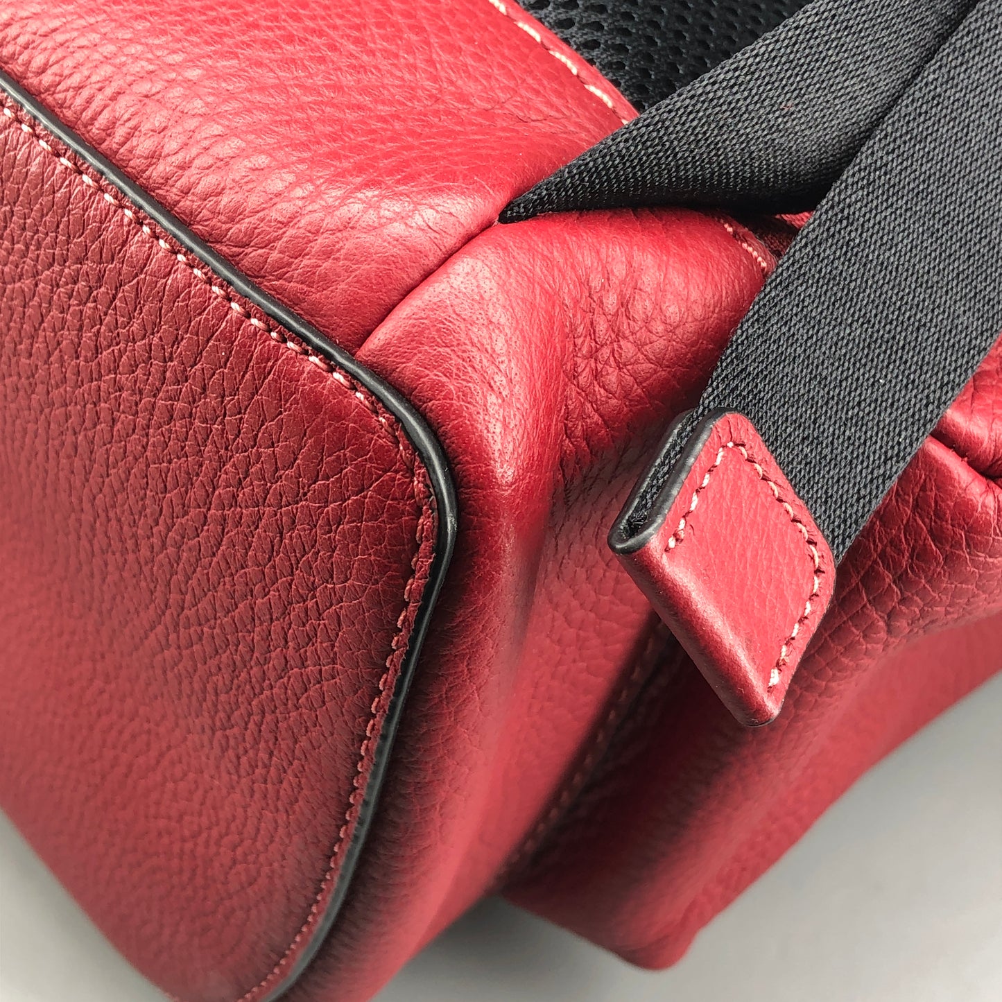 Coach Signature Canvas & Leather Flap Backpack Bag Red