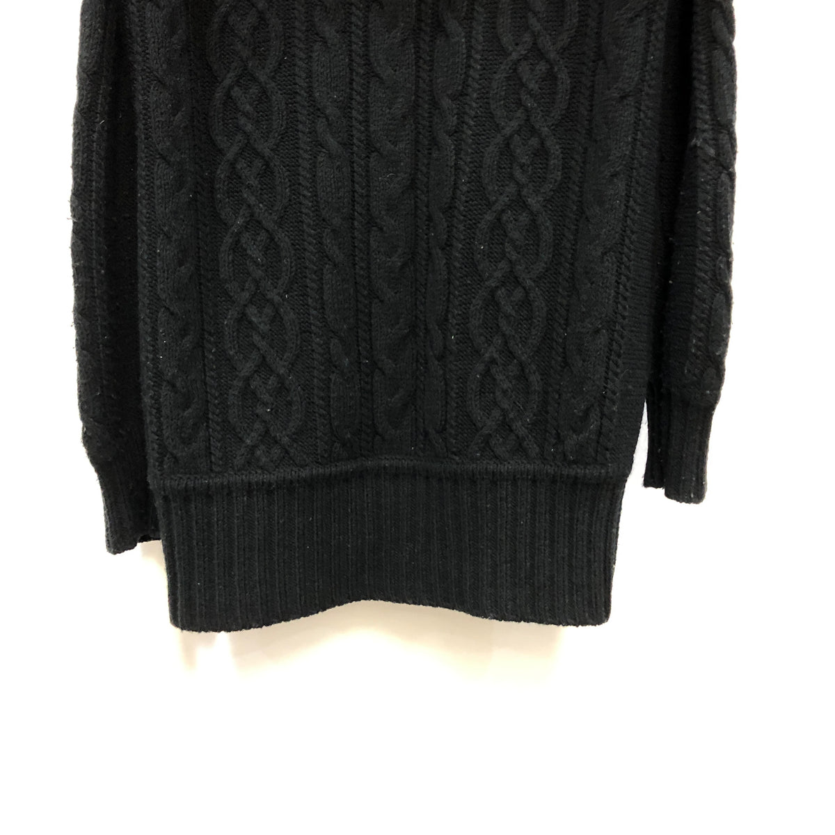 Burberry Black Cable Knit Hooded Cardigan Size 38