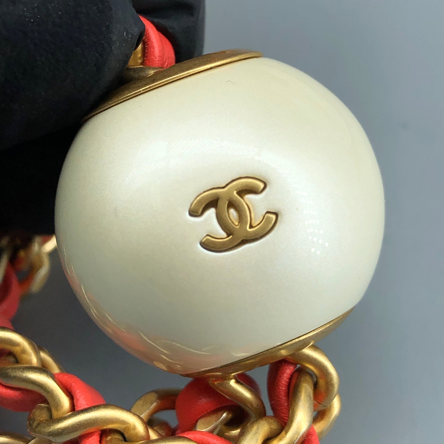 Chanel Mini Quilted Lambskin Flap Bag with Pearl Chain Red