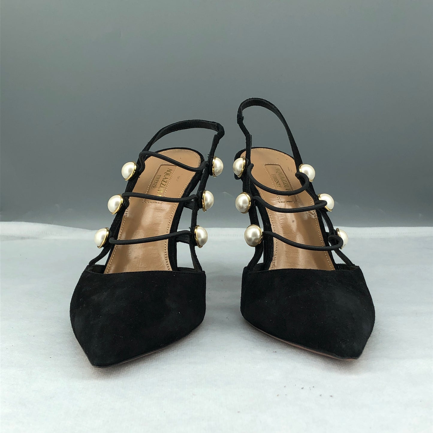 Aquazzura Women's Pearl Strap Pumps Size 39 Black