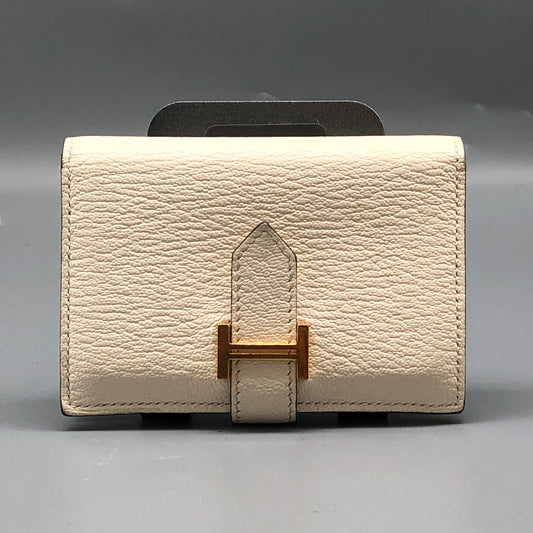 Hermes Bearn Wallet Cream  Leather